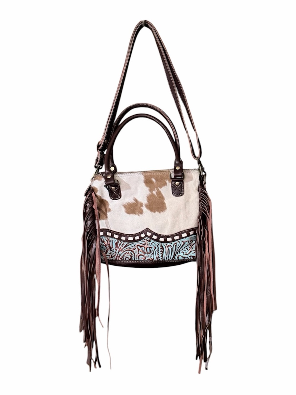 Myra‎ Bag Brown Freckles Hairon Fringe Tote
